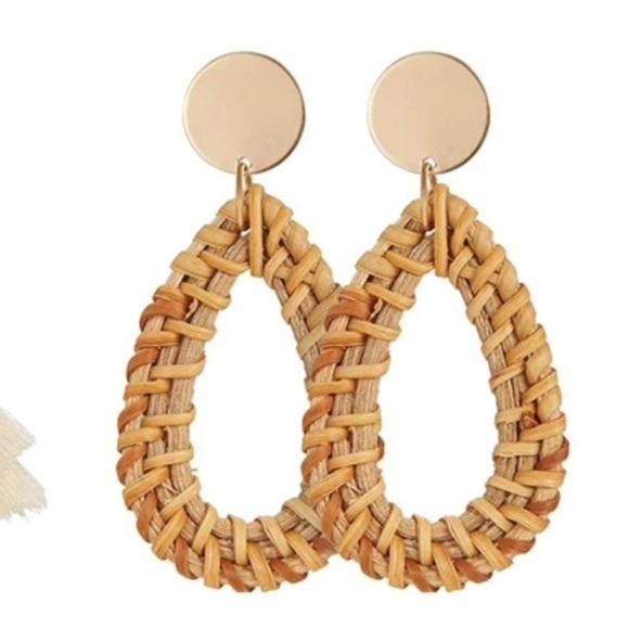 Cozumel rattan earrings - summer, beach, vacation earrings - Picture 1 of 2